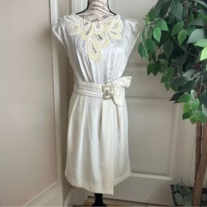 Argenti Y2K Embellished Belt Part Satin Dress White Sz 8